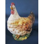 A large tureen modelled in the form of a chicken complete with ladle, Victorian ewer with sepia