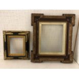 Two c.19th century decorative gilt moulded frames, one with glass, one without, largest: 68 x 59.5