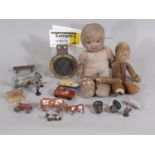 Mixed lot including vintage hollow cast toys most by Britains, some by Charbens or unmarked,