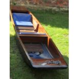 A good quality traditional river punt, with Oxford blue painted hull, (complete with pole and