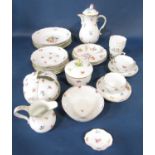 A quantity of Meissen coffee ware comprising coffee pot, coffee cups and saucers, graduated