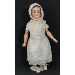Early 20th century German bisque head doll by Armand Marseille, with closing blue eyes, open mouth