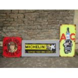 Motor memorabilia interest - three vintage style signs of varying size and design advertising