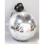 A Disco glitter ball with one or two mirror mosaics missing, 33cm diameter approx