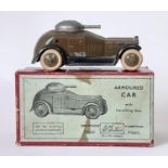 Britains set 1321, Armoured Car circa 1935 with white rubber tyres and khaki finish, in original