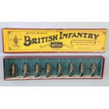 Britains set 258, British Infantry marching wearing gas masks, in original Whisstock box with