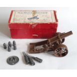 Britains set No. 2 18" Heavy Howitzer mounted on tractor wheels for field operation, finished in