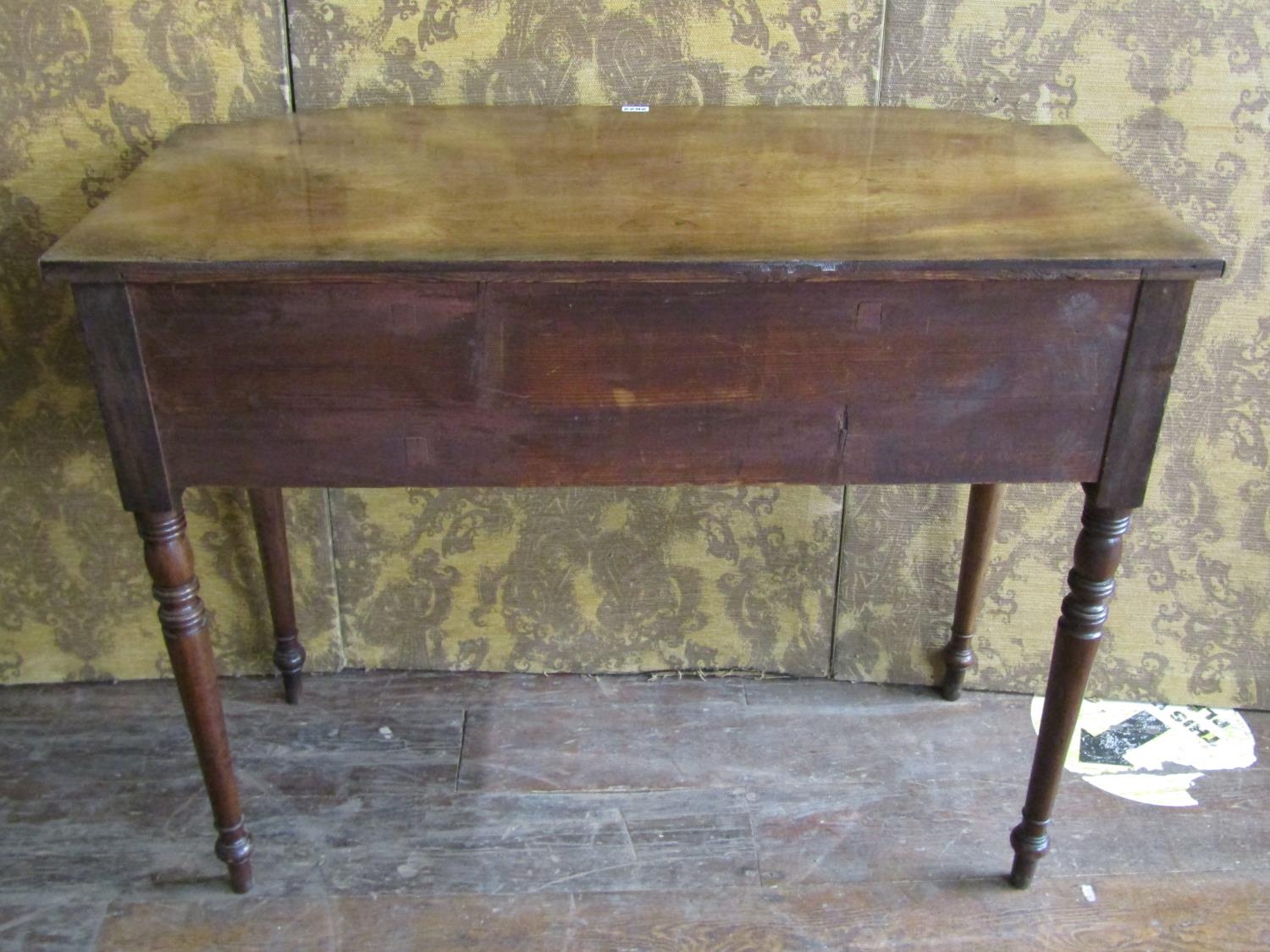 A small George III mahogany semi bow-front sideboard, with central long drawer flanked by a - Image 4 of 4