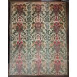 A large antique textile panel of cisele velvet, probably 19th century Italian depicting classical