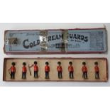 Britains Coldstream Guards set 314, at ease with marching Officer in original Whisstock box. Missing