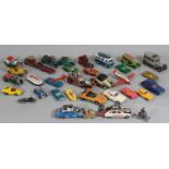 Small collection of vintage unboxed model vehicles including Corgi Renault 16 Tour de France film