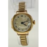 Ladies 9ct wristwatch with champagne dial, currently running