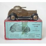 Britains set 1321, Armoured Car with black metal tyres and khaki finish, in original illustrated box