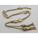 Vintage 9ct rope twist chain necklace with twin tasselled drops, maker 'CB Ld', London 1977 import
