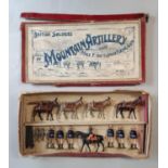 Britains set 28, Mountain Artillery with Mule Team & Quick firing Gun, in original Whisstock box (