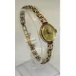 Ladies wristwatch by Marvin with 9ct gold case and bracelet, 9 grams (with movement removed)
