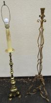 A scrolling gilt metal standard/floor lamp, loosely in the Rococo manner, 165 cm high together