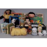 A collection of vintage toys and games including Dougal and Florence from the Magic Roundabout, a
