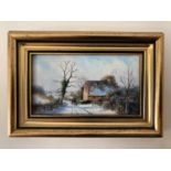 Robert Hughes (1934-2010) - 'Winter Landscape', miniature oil on board, signed lower left, titled