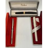 Vintage Parker fountain pen case and literature, Sheaffer fountain pen, another (3)