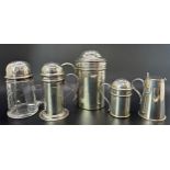 A Silver lot of various designs salt and pepper pots in the form of flour sifters, mixed makers,