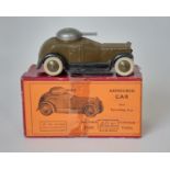 Britains set 1321, Armoured Car circa 1935 with white rubber tyres and khaki finish, in original