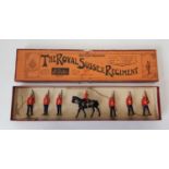 Britains set 36, Royal Sussex Regiment complete with mounted Officer in original Whisstock box