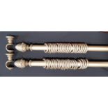 Pair of good quality wooden curtain poles with pineapple style finials. Length including finials