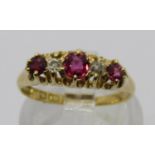 Antique 18ct ruby and diamond ring, maker 'CS*FS', size J, 2.6g