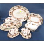 A part Victorian Bisto Dalrymple pattern dinner service comprising several graduated meat plates,