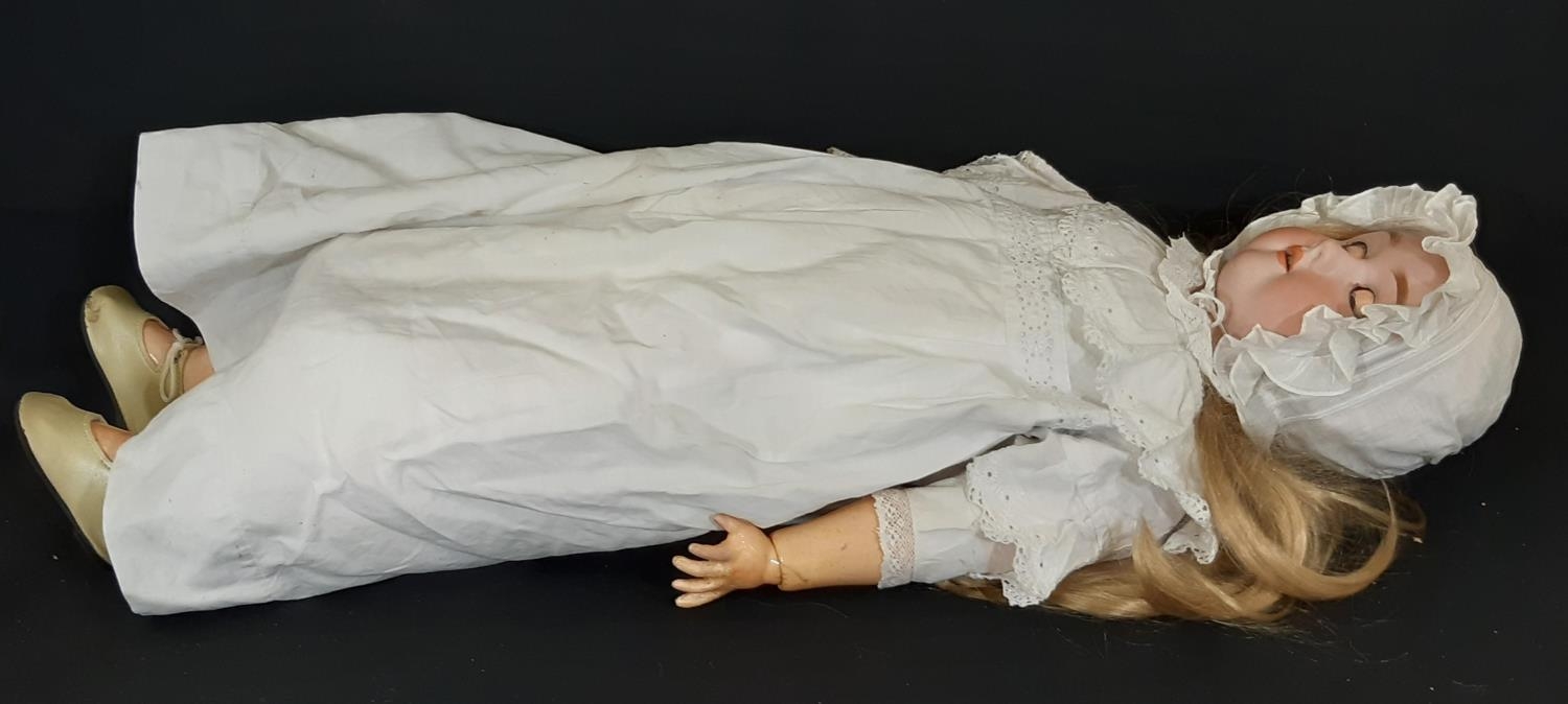 Early 20th century German bisque head doll by Max Handwerck circa 1905, with closing brown eyes, - Image 4 of 9