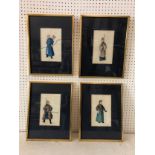Set of four Chinese paintings of Qing dynasty figures (19th/early 20th century) - depicting a