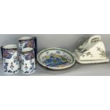 Miscellaneous collection including a Loselware square taper jardiniere with floral detail, Victorian