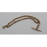 Antique 9ct Albert chain with T-bar, clasp and T-bar stamped 'M&M', 38.8g