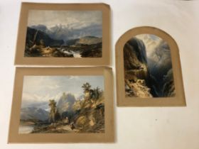 After Thomas Miles Richardson (1784-1848) - Three chromolithograph prints of watercolour paintings