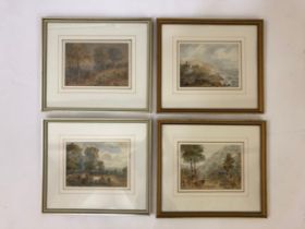 Set of four late 19th-early 20th century watercolours on paper of rural and coastal scene, mostly