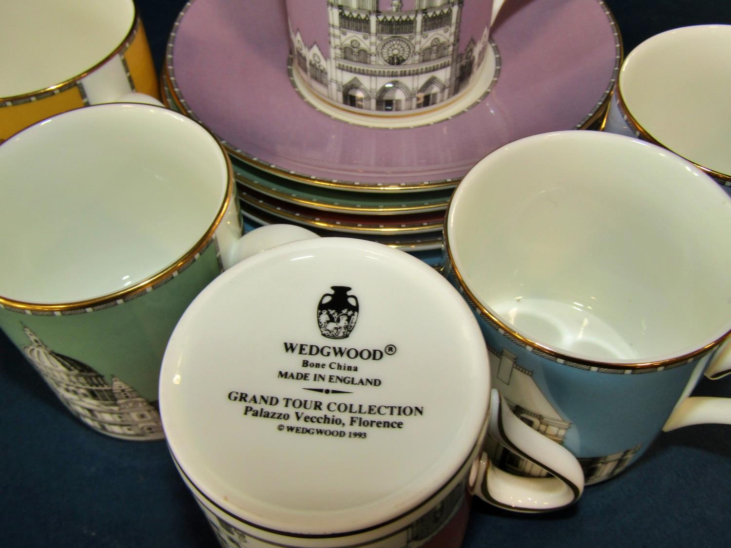 Six Wedgwood Grand Tour collection coffee cups and saucers, six Worcester Viceroy pattern coffee - Image 2 of 8