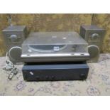 A Hitachi direct drive turntable model HT-356 together with a pair of Hitachi speakers model HS-M2