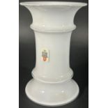 A Holmegaard milky white Apoteker vase with makers original sticker, 14cm high