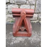 A Victorian terracotta architectural finial, with gothic tracery detail, 33cm high x 24cm square