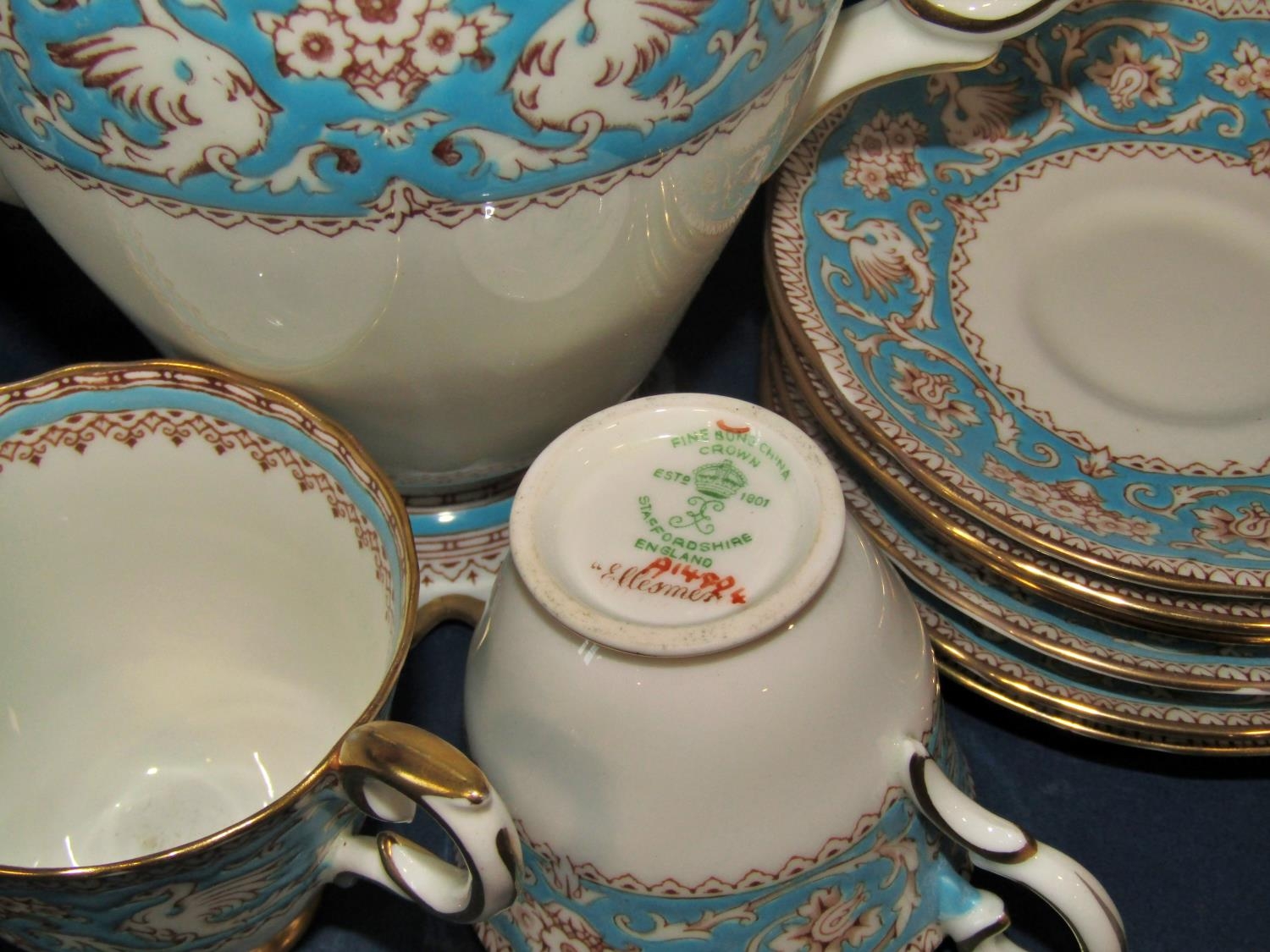 A small collection of Crown Staffordshire Ellesmere pattern coffee wares, a Crown Derby Imari cup - Image 2 of 4