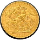 Edward VII gold sovereign dated 1903, circulated