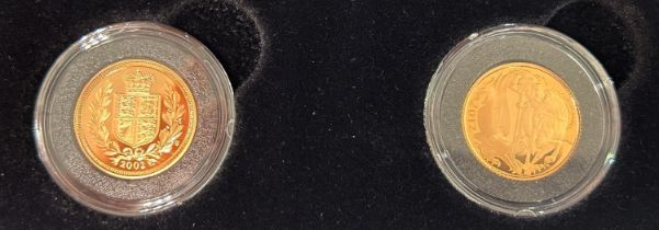 Queen Elizabeth II 2 x gold half sovereigns, dated 2002 and 2012, proof, contained in a bespoke box