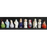 Ten Royal Worcester Candle Snuffers depicting child characters, with some repeated in different