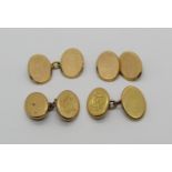 Two pairs of late Victorian 9ct cufflinks, 9.1g total