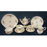 A Royal Albert Moss Rose pattern tea service, together with four Wedgwood Jasperware pieces