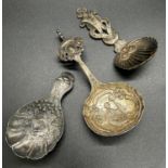 A George IV scalloped and floral embossed caddy spoon, Birmingham 1826, maker Joseph Wilmore, with