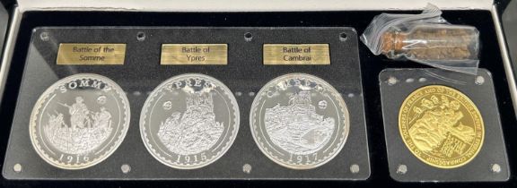 Queen Elizabeth II four coin set comprising a gold crown and three silver crowns, dated 2016, proof,