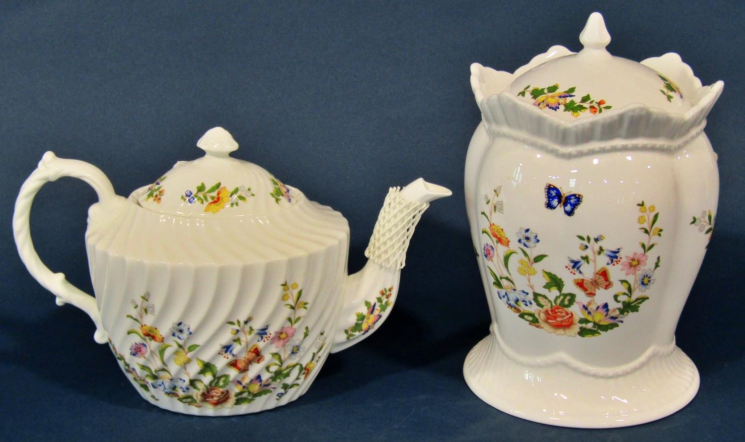 A collection of Aynsley Garden pattern tea ware to include teapot, cups and saucers, sugar basin,