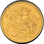 Victorian gold sovereign dated 1900, circulated